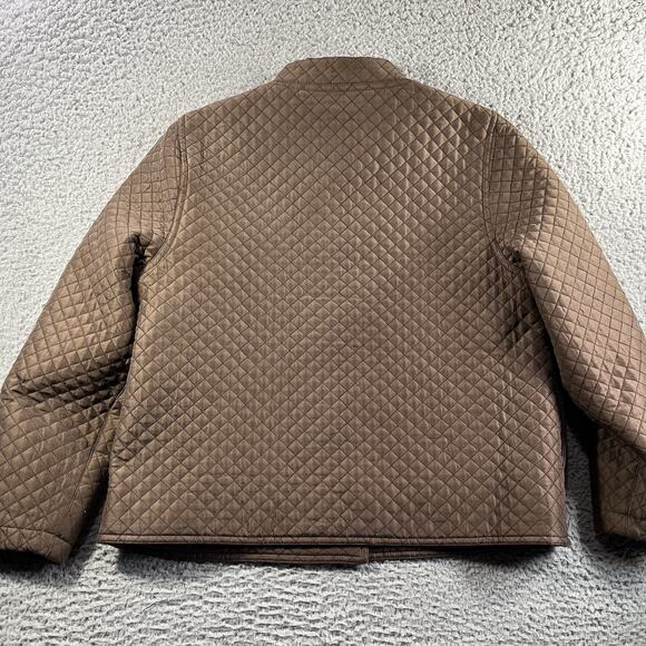 PATTY KIM JACKET WOMENS LARGE BROWN 100% SILK QUILTED BUTTON MOCK NECK - Picture 8 of 10